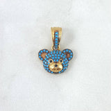 Dije Cabeza Oso 2.6gr / 3cm / Circones Celestes Oro Amarillo 18K ©