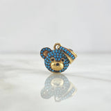 Dije Cabeza Oso 2.6gr / 3cm / Circones Celestes Oro Amarillo 18K ©