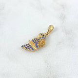 Pendant Parrot 1.9gr / 2.6cm / Blue Yellow And Black Zircons 18K Yellow Gold ©