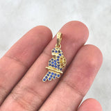 Pendant Parrot 1.9gr / 2.6cm / Blue Yellow And Black Zircons 18K Yellow Gold ©