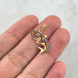 Pendant Shark Silhouette 1.6gr / 2.3cm / Blue and Green Zircons 18K Yellow Gold ©