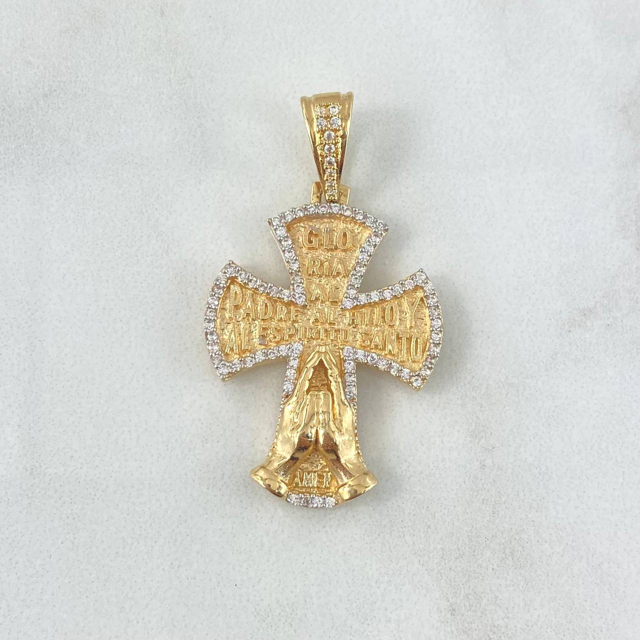Pendant Cross Glory to the Father 7.8gr / 4cm / White Zircons 18K Yellow Gold ©