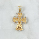 Pendant Cross Glory to the Father 7.8gr / 4cm / White Zircons 18K Yellow Gold ©