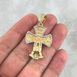 Pendant Cross Glory to the Father 7.8gr / 4cm / White Zircons 18K Yellow Gold ©