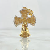 Pendant Cross Glory to the Father 7.8gr / 4cm / White Zircons 18K Yellow Gold ©