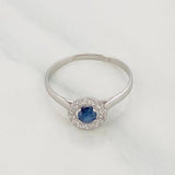 Anillo Halo Zafiro 24 Pts 1 g / T5 3/4 Plata 925