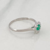 Anillo Solitario Halo Esmeralda 14 Pts 1 g / T6 Plata 925