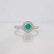 Anillo Solitario Halo Esmeralda 14 Pts 1 g / T6 1/2 Plata 925