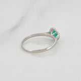 Anillo Solitario Halo Esmeralda 14 Pts 1 g / T6 Plata 925