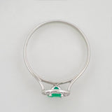 Anillo Solitario Halo Esmeralda 14 Pts 1 g / T6 1/2 Plata 925