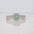 Anillo Solitario Churumbela Doble Esmeralda 14 Pts 1.75 g / T7 1/4 Plata 925