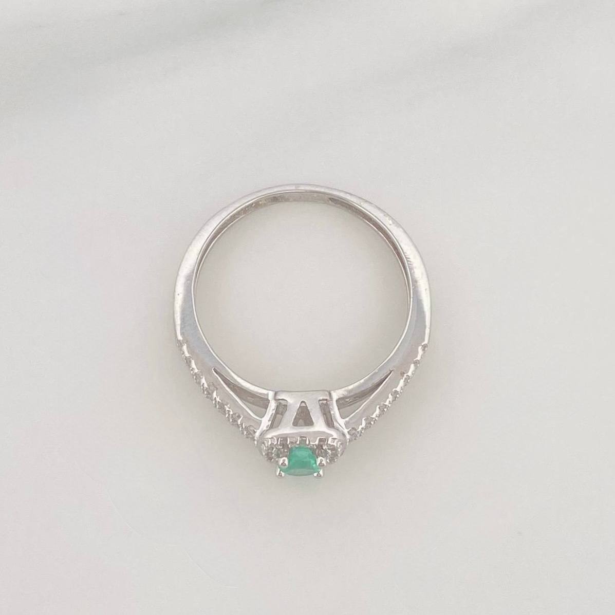Anillo Solitario Churumbela Doble Esmeralda 14 Pts 1.7 g / T5 3/4 Plata 925