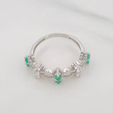 Anillo Infinito Zigzag Esmeralda 39 Pts 1.95 g / T7 1/4 Plata 925
