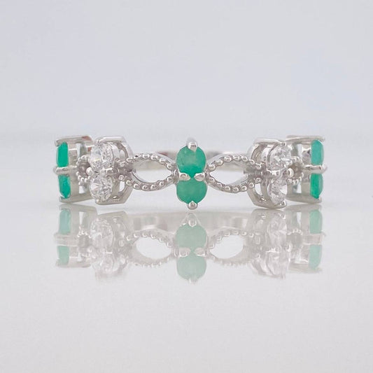 Anillo Infinito Zigzag Esmeralda 39 Pts 1.95 g / T7 1/4 Plata 925
