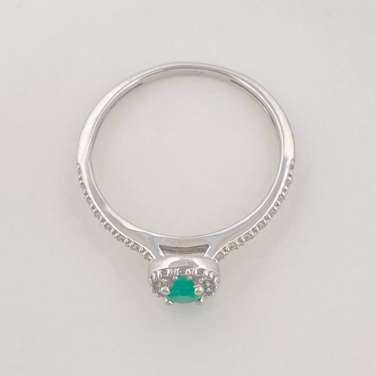 Anillo Solitario Halo Churumbela Esmeralda 15 Pts 1.4 g / T6 3/4 Plata 925
