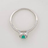 Anillo Solitario Halo Churumbela Esmeralda 15 Pts 1.4 g / T6 3/4 Plata 925