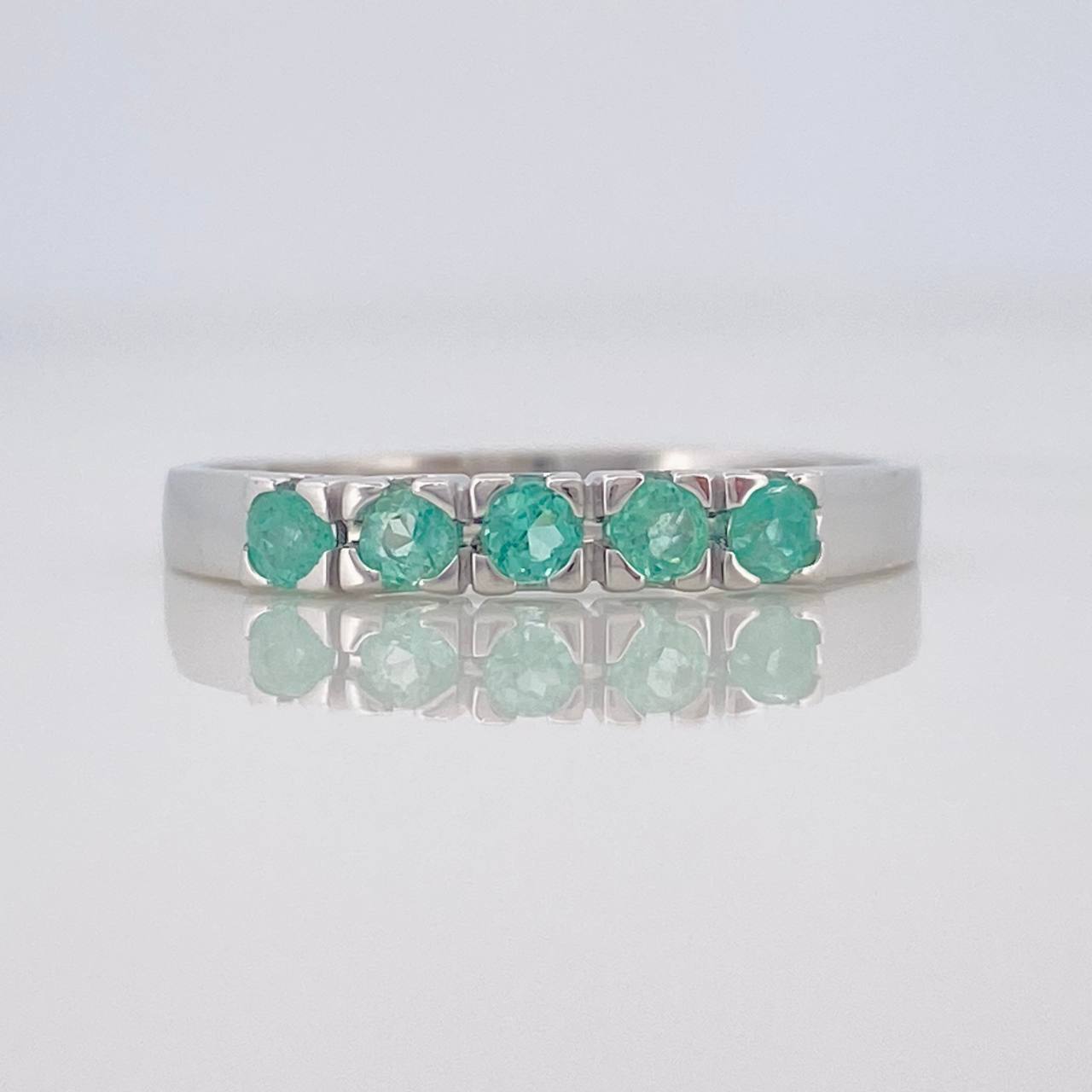 Anillo Acordion Esmeralda 35 Pts 1.4 g / T8 1/4 Plata 925