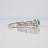 Anillo Halo Cuadrado Esmeralda 14 Pts 1.75 g / T7 1/2 Plata 925