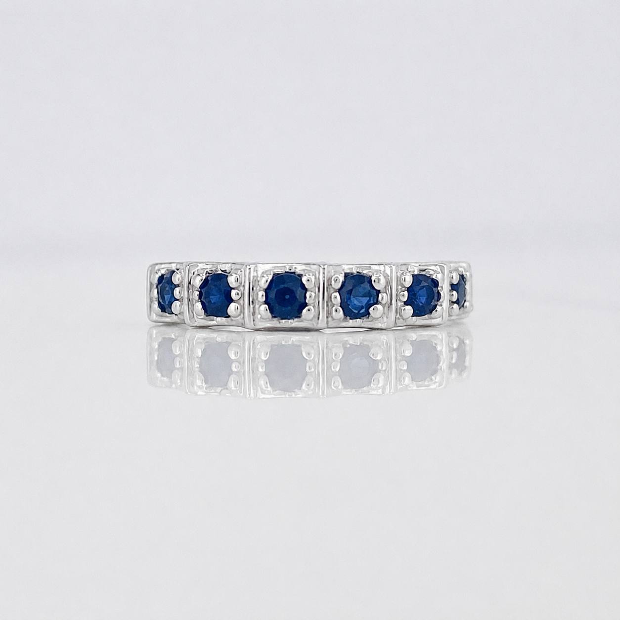 Anillo Acordeón Zafiro 67 Pts 2.3 g / T7 1/4 Plata 925