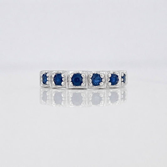 Anillo Acordeón Zafiro 67 Pts 2.3 g / T7 1/4 Plata 925