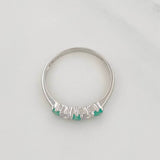 Accordion Ring Emerald 24 Pts 1.5 g / T8 1/2 Silver 925