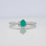 Anillo Solitario Ovalo Esmeralda Pts 1.2 g / T7 Plata 925