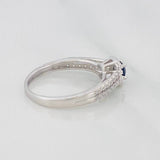 Square Halo Sapphire Ring 17 Pts 1.65 g / T6 1/2 Silver 925