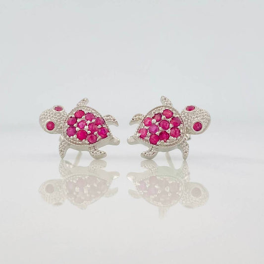 Stud Earrings Turtle Ruby 90 Pts 3.3 g / in / 12 mm Silver 925