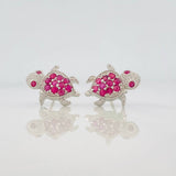 Stud Earrings Turtle Ruby 90 Pts 3.3 g / in / 12 mm Silver 925