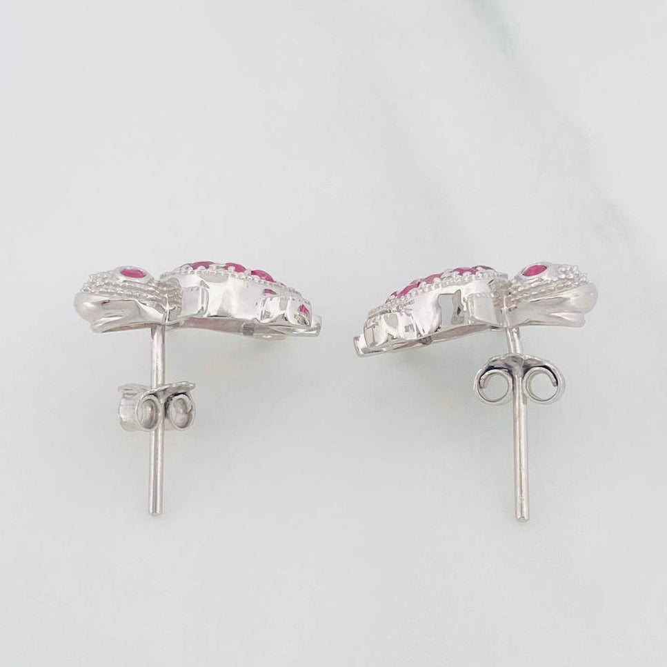Stud Earrings Turtle Ruby 90 Pts 3.3 g / in / 12 mm Silver 925