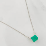 Cadena Cuadrado Esmeralda 1.62 Qts 2.5 g / 19 in / 0.7 mm Plata 925