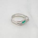 Anillo Churumbela Recto Esmeralda 17 Pts 2.9 g / T7 1/4 Plata 925