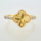 Anillo Trebol Dorado Tupido 2.05gr / T6 1/4 / Oro Amarillo Nac.Esp. 18K ©