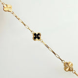 Pulso Cajon Trebol Intercalado 3.9gr / 7 in / 10mm Oro Amarillo 18K