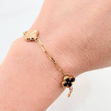 Pulso Cajon Trebol Intercalado 3.9gr / 7 in / 10mm Oro Amarillo 18K