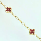 Pulso Cajon Trebol Rojo 3.4gr / 7 in / 8.1mm Oro Amarillo 18K