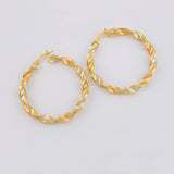 Hoop Earrings Entorcharda Matte 3.65 g / 1 1/2 in Three Golds 18K
