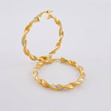 Hoop Earrings Entorcharda Matte 3.7 g / 1 1/2 in Three Golds 18K