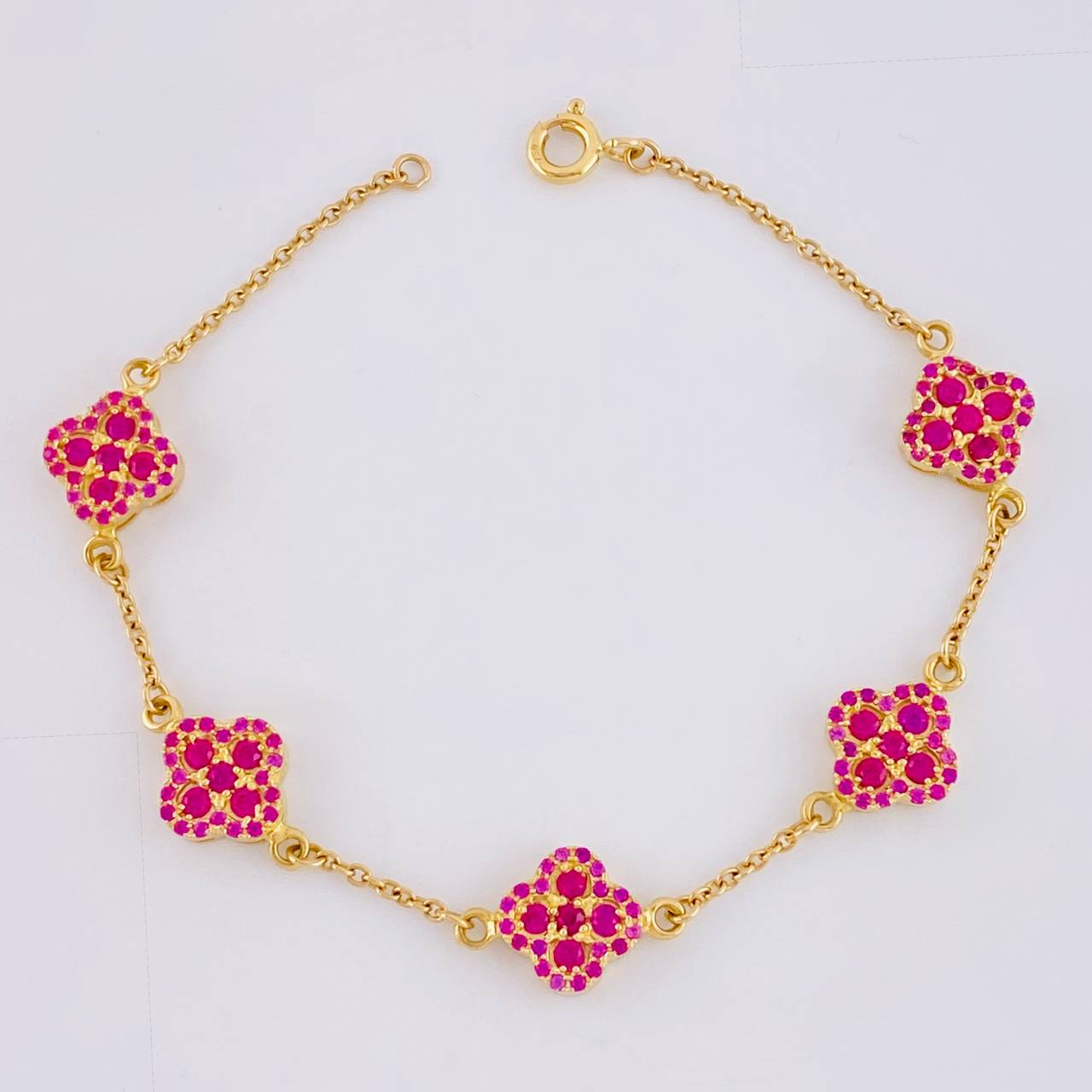 Classic Link Bracelet Clover Flower 6.4 g / 7 in / 9.6 mm Yellow Gold 18K