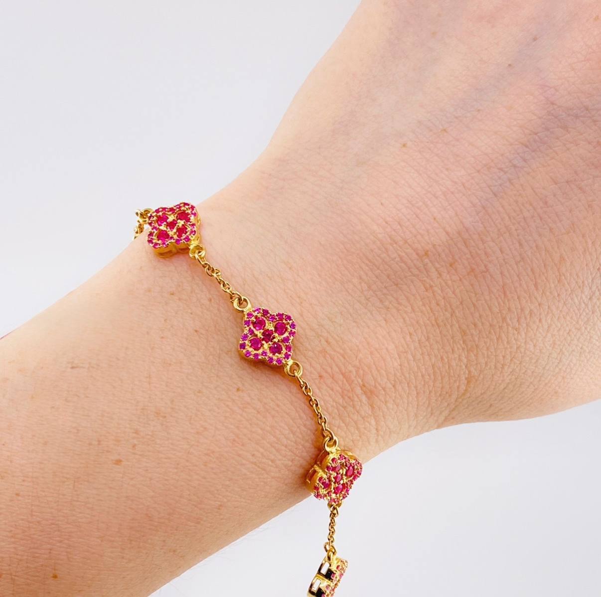 Classic Link Bracelet Clover Flower 6.4 g / 7 in / 9.6 mm Yellow Gold 18K