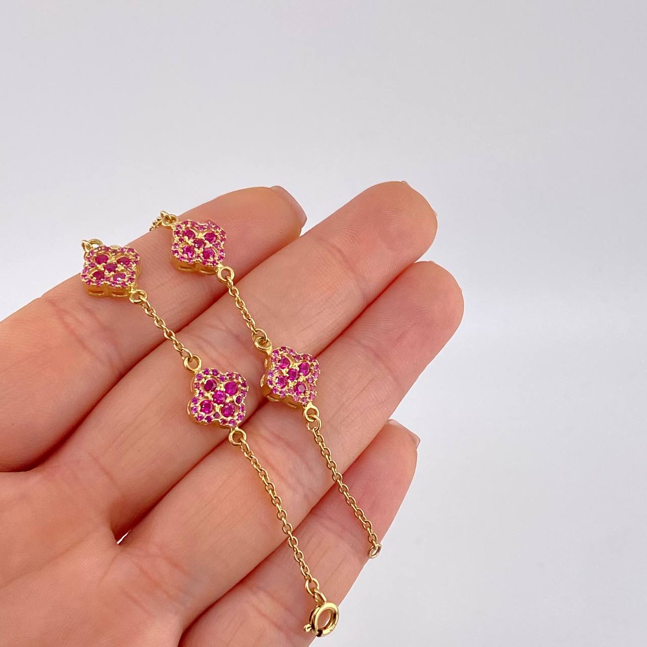 Classic Link Bracelet Clover Flower 6.4 g / 7 in / 9.6 mm Yellow Gold 18K