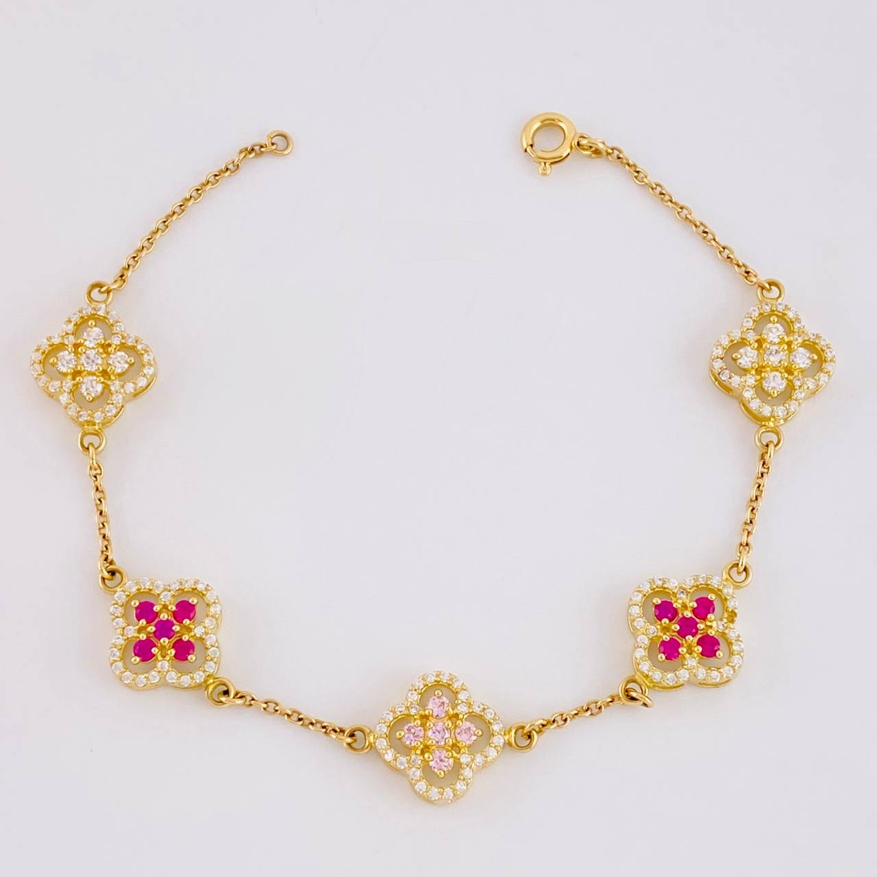 Pulso Flor Trebol 8.6 g / 7 1/4 in / 11.6 mm Oro Amarillo 18K