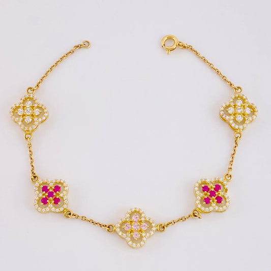 Pulso Flor Trebol 8.6 g / 7 1/4 in / 11.6 mm Oro Amarillo 18K