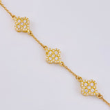 Pulso Aro Seguido Flor Trebol 6.8 g / 7 in / 9.7 mm Oro Amarillo 18K