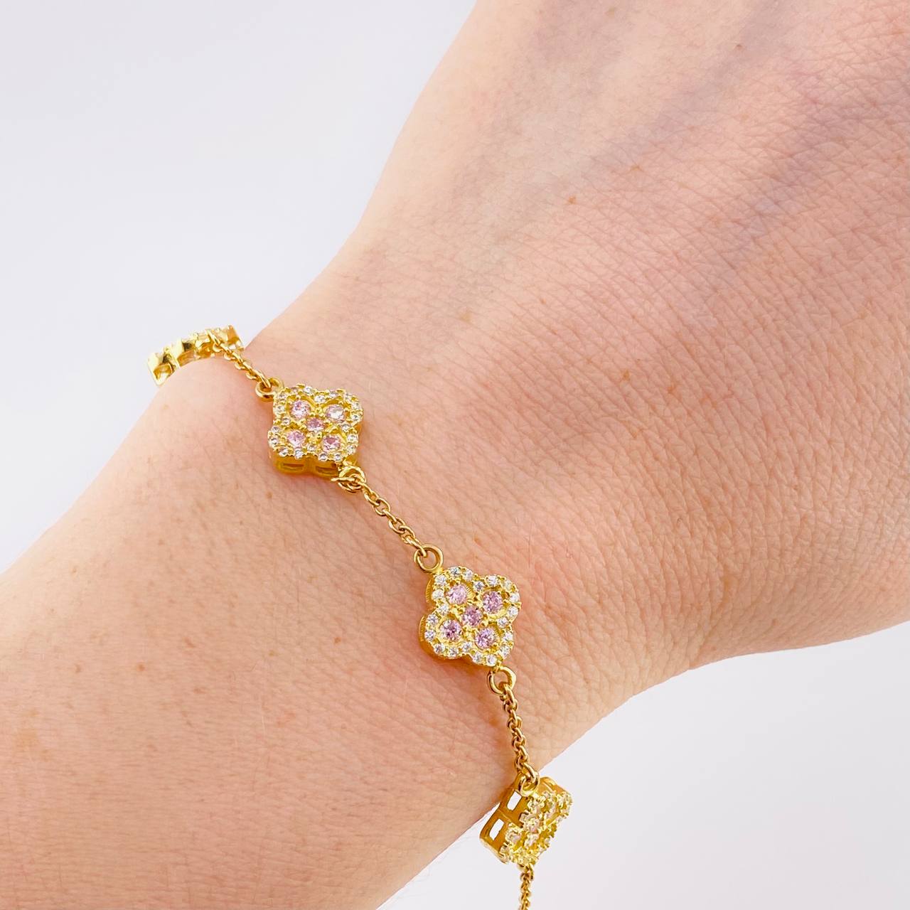 Pulso Flor Trebol 6.85 g / 7 1/2 in / 9.8 mm Oro Amarillo 18K