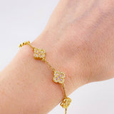 Pulso Aro Seguido Flor Trebol 6.9 g / 7 1/4 in / 9.7 mm Oro Amarillo 18K