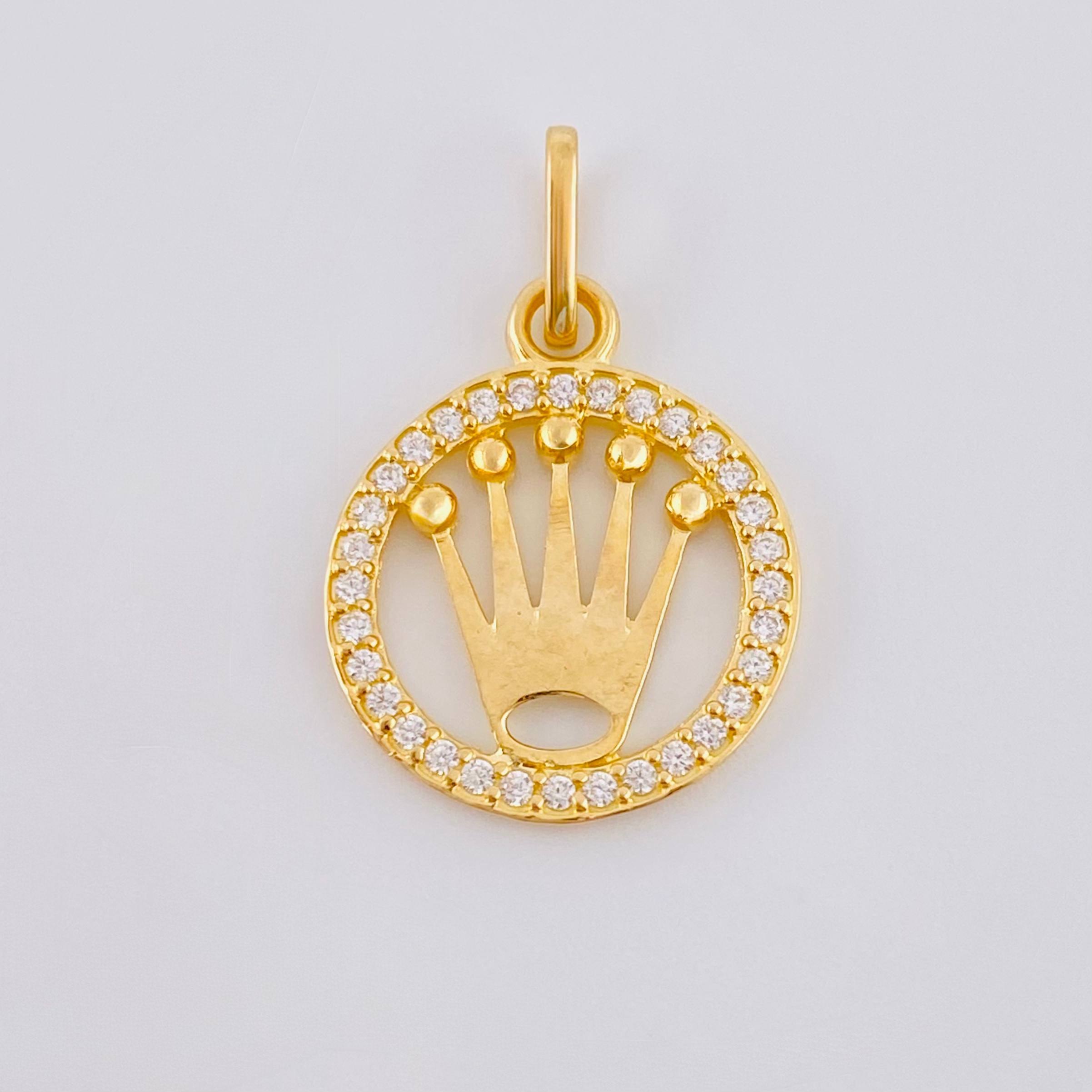 Dije Corona Circular 1.2gr / 1 in / Oro Amarillo 18K ©