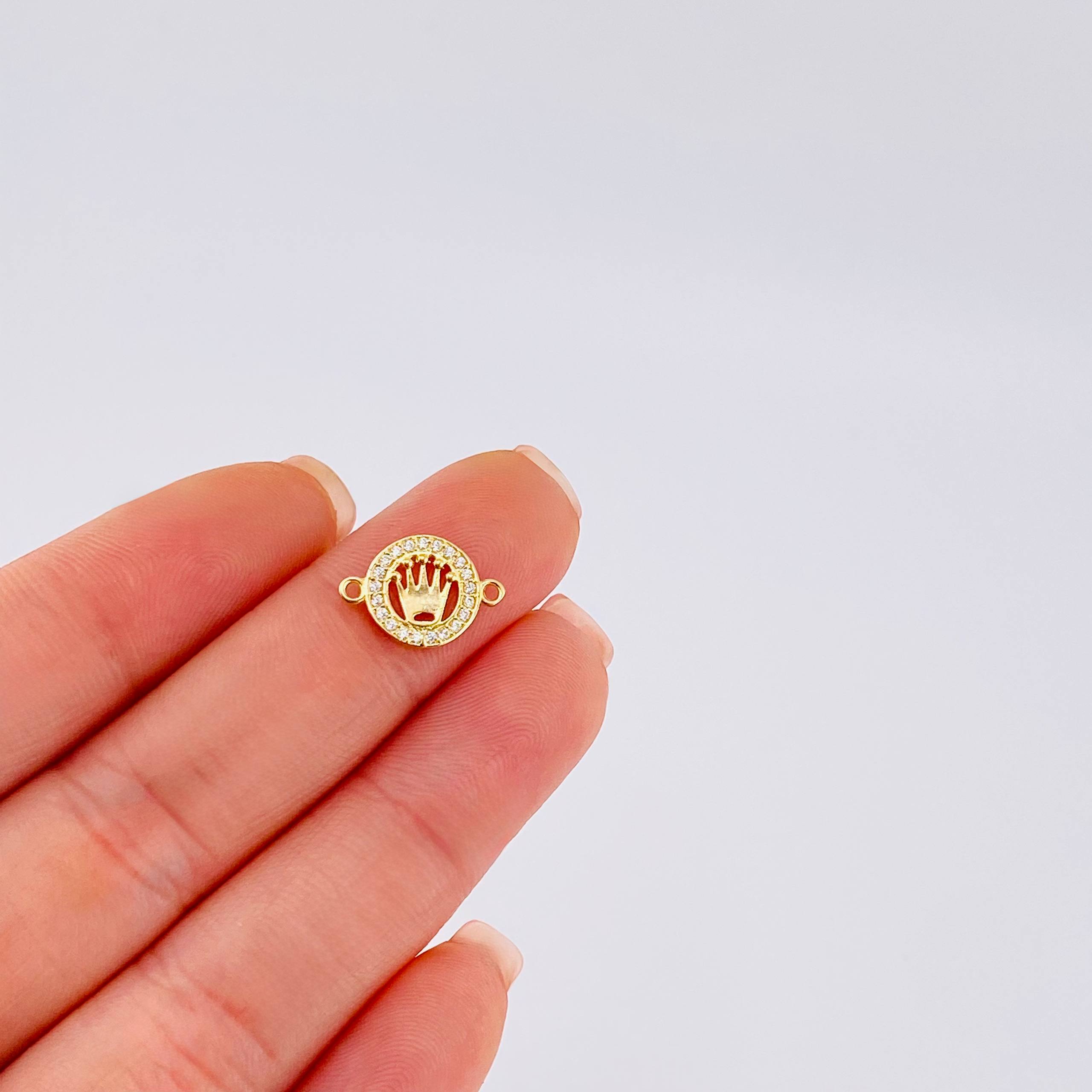 Herraje Corona Circular Tupida 0.65gr / 1/2 in / Oro Amarillo 18K *