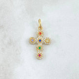 Pendant Crúz Tupida 2.05gr / 2.8cm / Multicolor Zircons 18K Yellow Gold