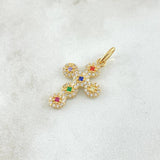 Pendant Crúz Tupida 2.05gr / 2.8cm / Multicolor Zircons 18K Yellow Gold